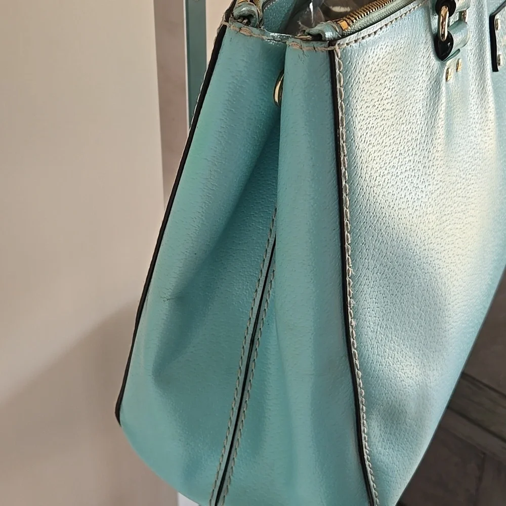 Kate SpadeLarge Wellesy Martine Robins Egg Blue Leather Tote  Bag